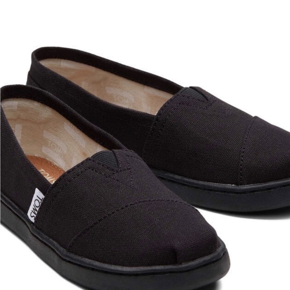 TOMS Black Canvas Slip-Ons Youth Size 1.5
